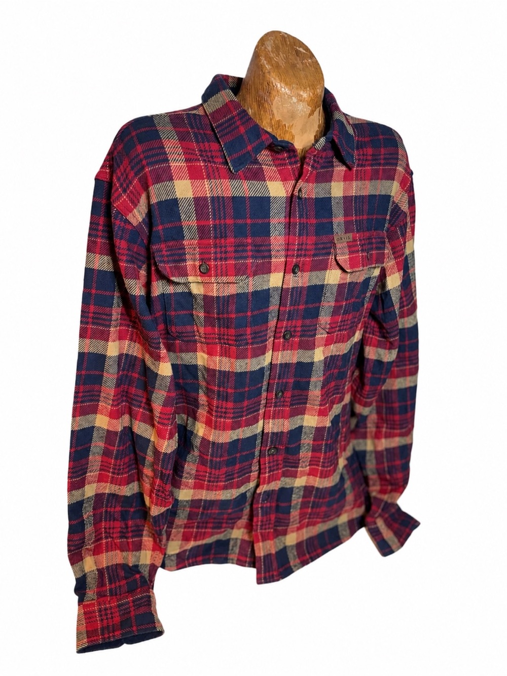 Orvis Red, Navy & Cream Plaid Shirt Jacket
